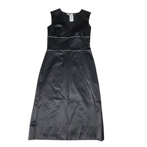 NWT Bryan Bradley Cocktail Dress Women 6 Black Satin Beaded Elegant Chic Party